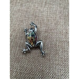 Abalone Frog Pin & or Pendant Sterling Silver 50x25mm 2x1 inches